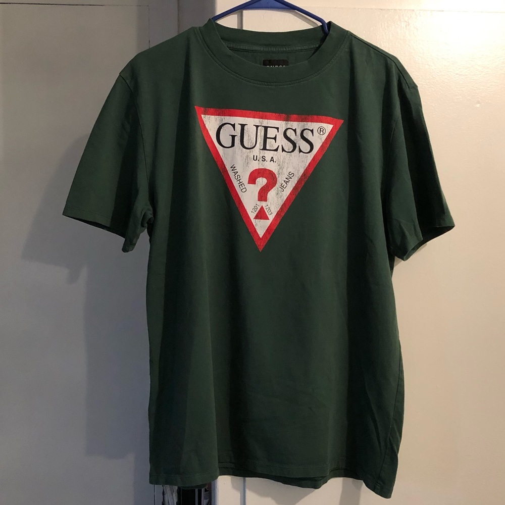 A basic green guess logo tee shirt